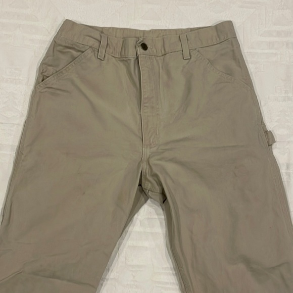 Vintage Carhartt Loose Fit Cargo Khaki Cream Light Tan 33x34 - Picture 7 of 11